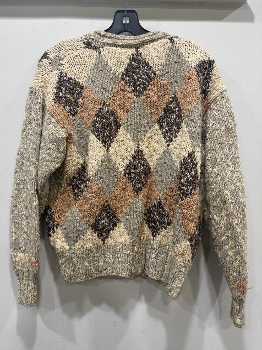 Vintage Liz Claiborne Argyle Knit Cardigan Sweater - Cream & Brown - Picture 2 of 4